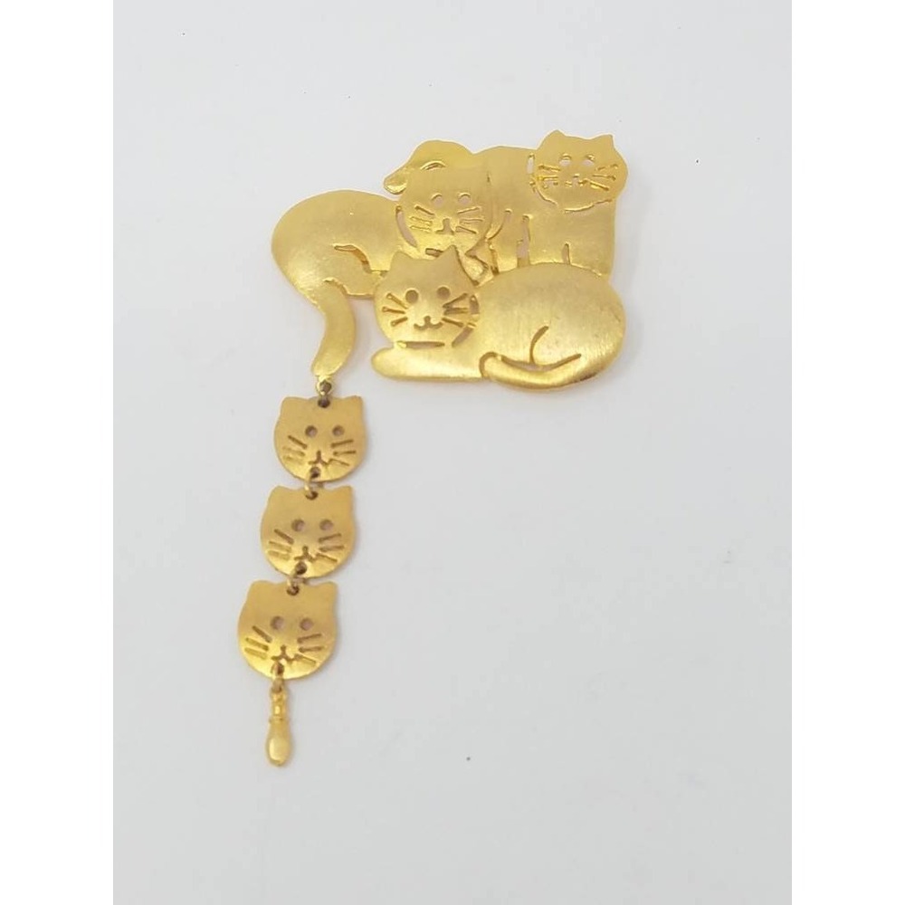 Vtg Ultra Craft three cat‎ brooch metal gold tone animal pet
